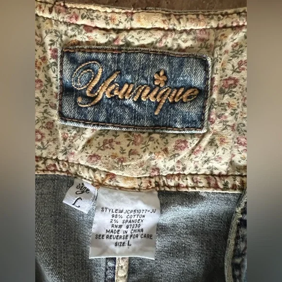 NWOT Vintage YOUNIQUE DENIM TUXEDO VEST! With Pockets! Size L - Picture 2 of 6